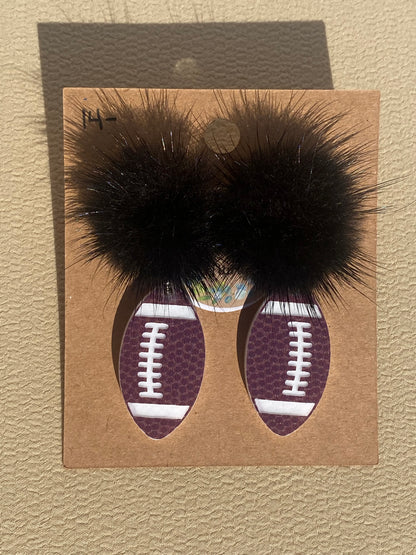 Pom Pom Football Earrings