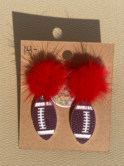 Pom Pom Football Earrings